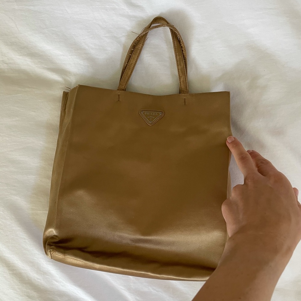 Mini Prada Purse Yellow/Gold Silk